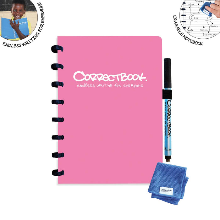 Correctbook A5 Original: Uitwisbaar Notitieboek en Marker Set - Roze Bloesem