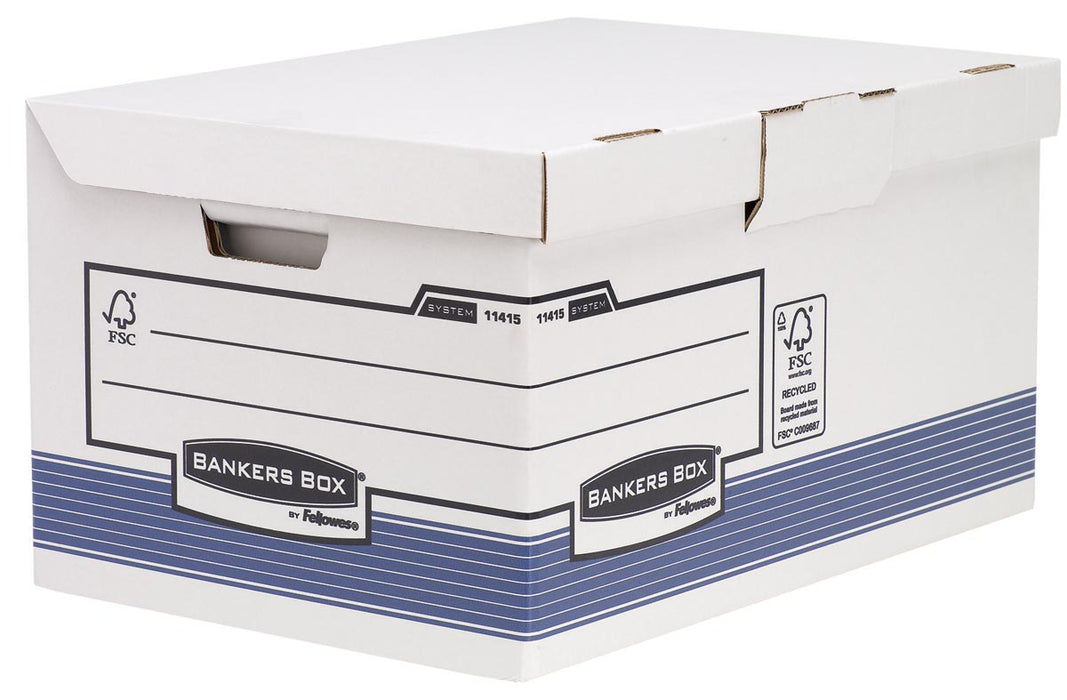 Bankiers Box-systeem, opbergdoos met omklapbaar deksel maxi, blauw 10 stuks