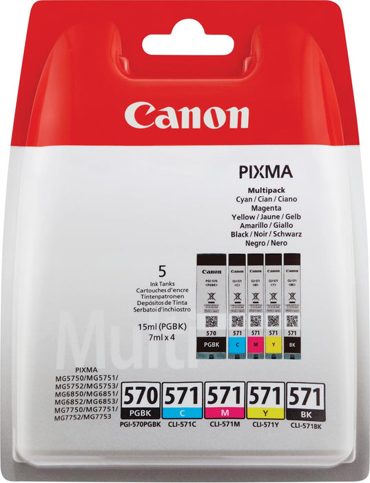 Canon inktcartridge PGI-570GBK, 1.105 - 780 pagina's, OEM 0372C004, 4 kleuren