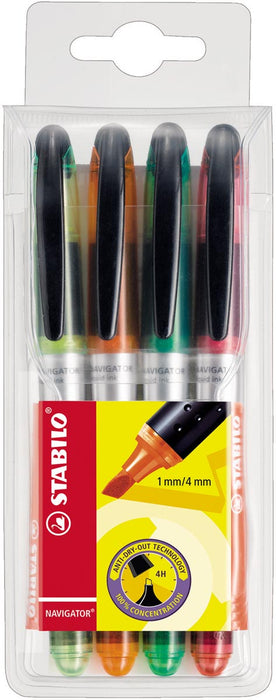 STABILO NAVIGATOR Markeerstiften, set van 4 stuks in verschillende kleuren