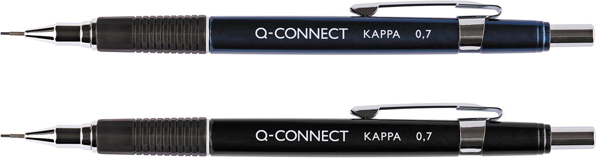 Q-CONNECT mechanisch potlood Kappa 0,7 mm, assortiment kleuren met antislip grip, metalen clip en drukknop met gum