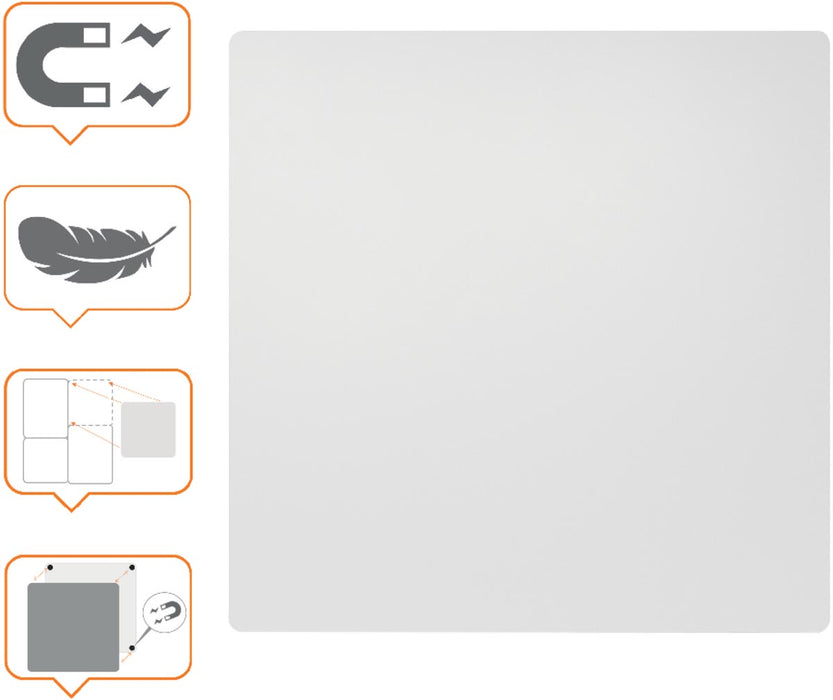 Nobo frameloos modulair whiteboard, staal, magnetisch, 45 x 45 cm Nobo