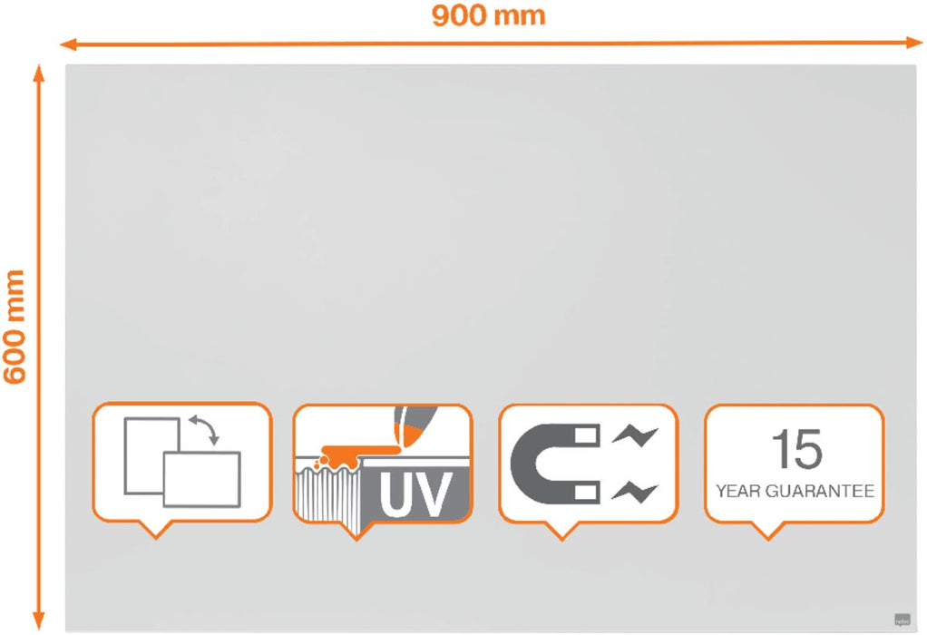 Nobo Infinity randloos whiteboard, staal, magnetisch, 60 x 90 cm Nobo