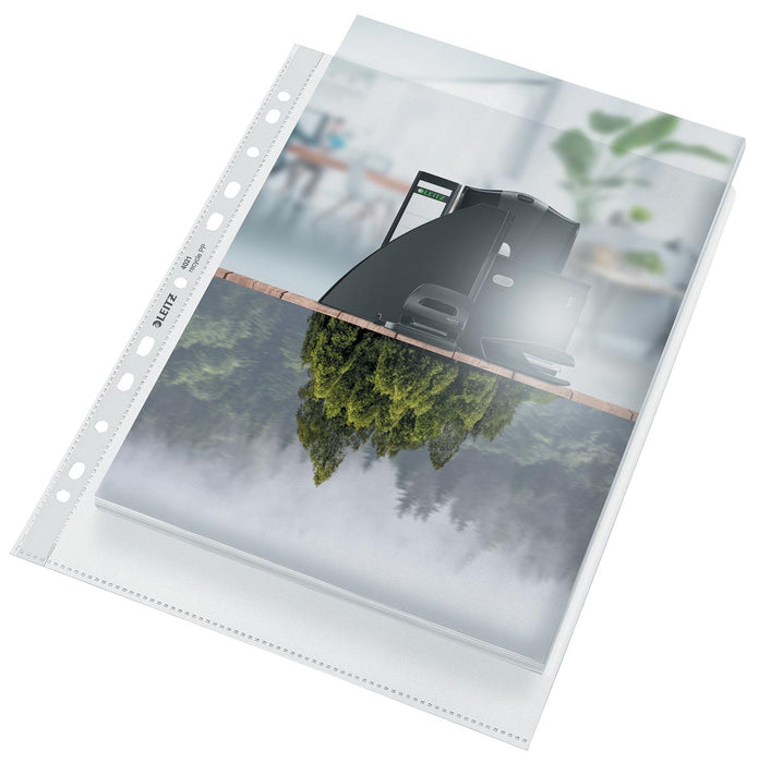 Leitz Recycle geperforeerde Maxi showtassen, A4-formaat, 100 micron, gekorreld, verpakking van 25 stuks