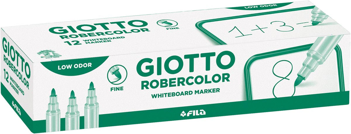 12 groene Giotto Robercolor whiteboardmarkers met fijne punt