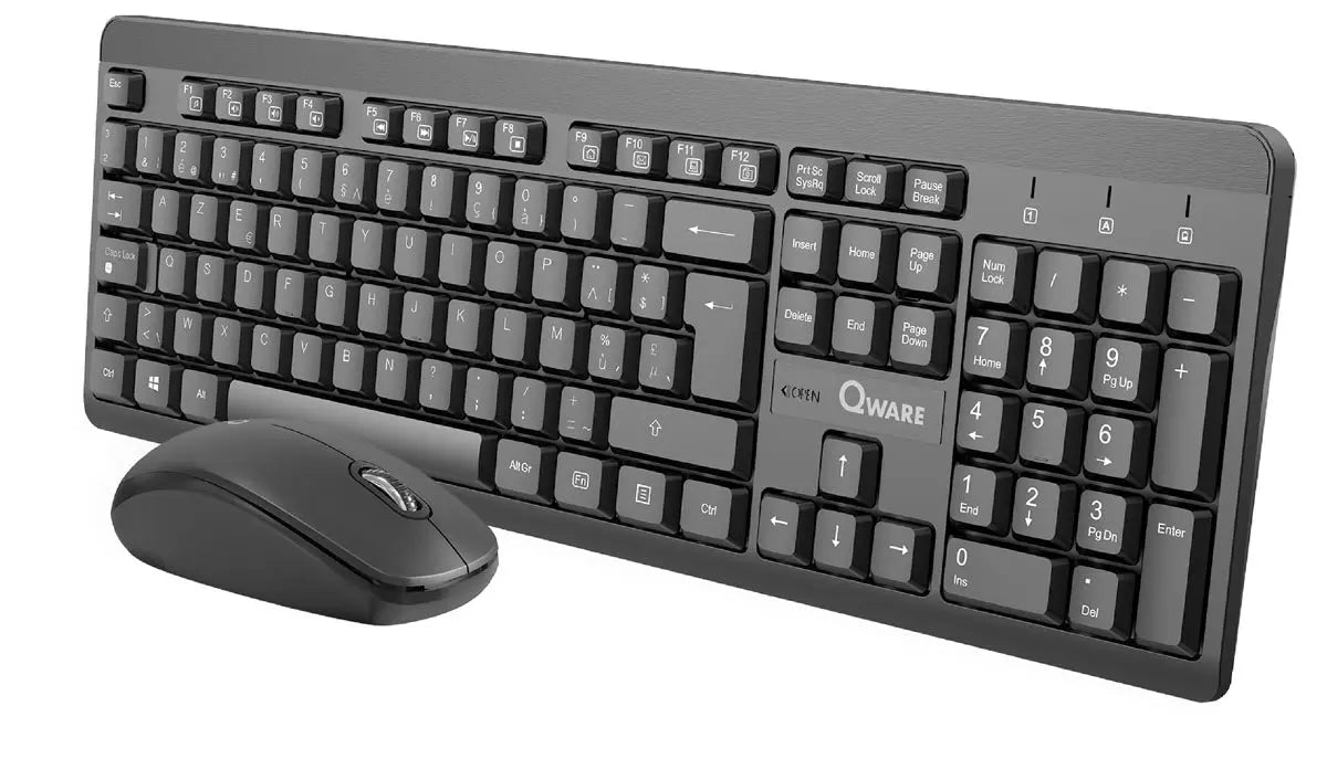 Qware draadloze bureau set Nottingham, qwerty - Zwart Qware