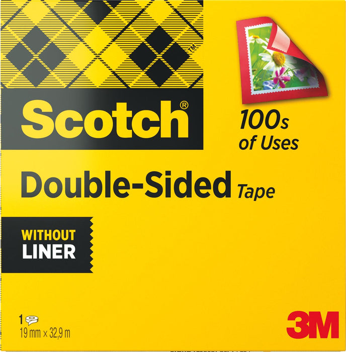Scotch dubbellaags plakband 19 mm x 33 m - ideaal voor foto's plakken en boeken repareren