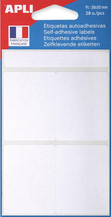 Agipa permanente witte etiketten in etui ft 38 x 50 mm, 28 stuks, 4 per blad 60 stuks