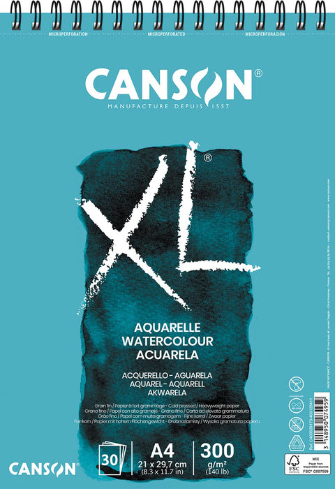 Canson XL Aquarelle Schetsblok 300g/m² A4, 30 vellen 4 stuks