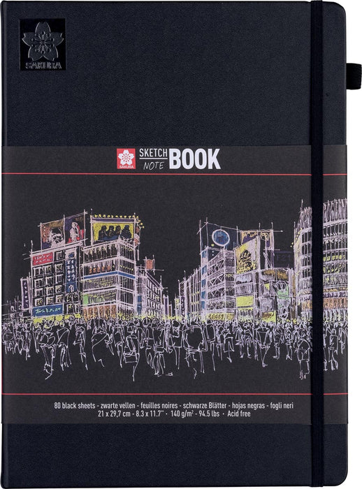 Sakura schetsboek, 80 vel, 140 g/m², ft A4, zwart papier 5 stuks, OfficeTown