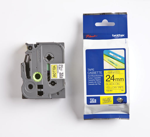 Brother TZe tape voor P-Touch 24 mm, zwart op geel 25 stuks, OfficeTown