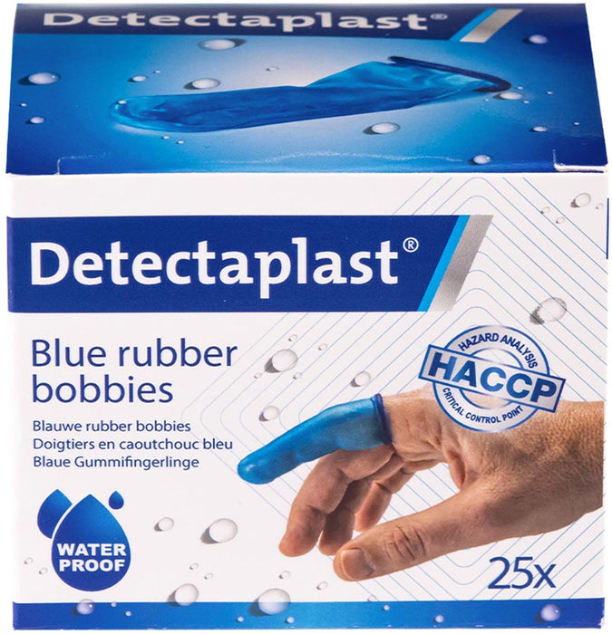 Detectaplast vingerbobs, rubber, latexvrij, blauw, pak van 25 stuks Detectaplast