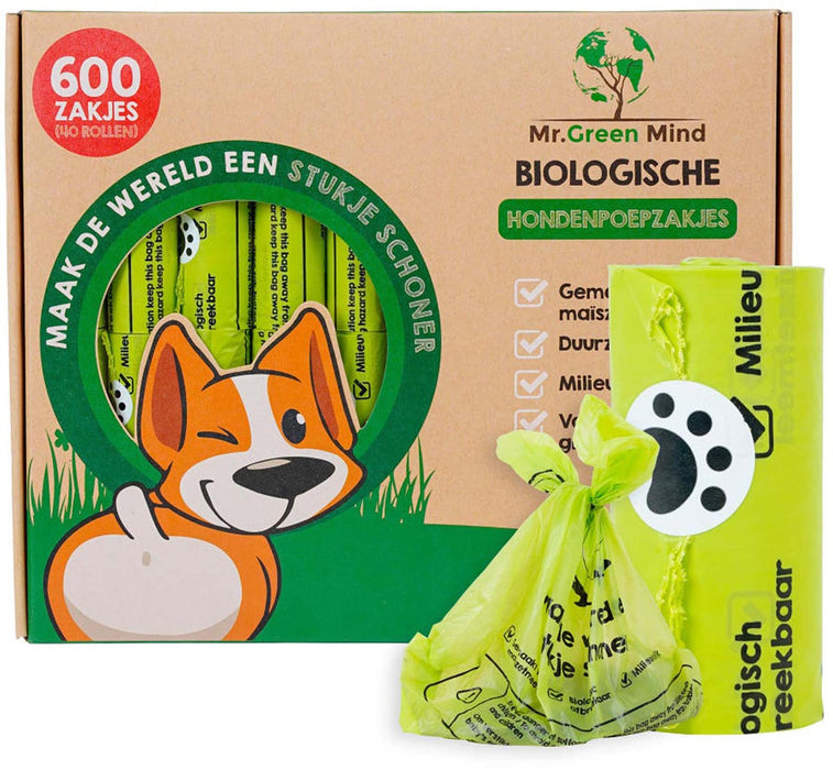 Mr. Green Mind hondenpoepzakjes Bio, groen, doos van 600 stuks Mr. Green Mind