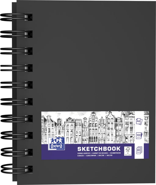 Oxford schetsboek, 80 vel, 100 g/m², ft A6, zwart 5 stuks, OfficeTown