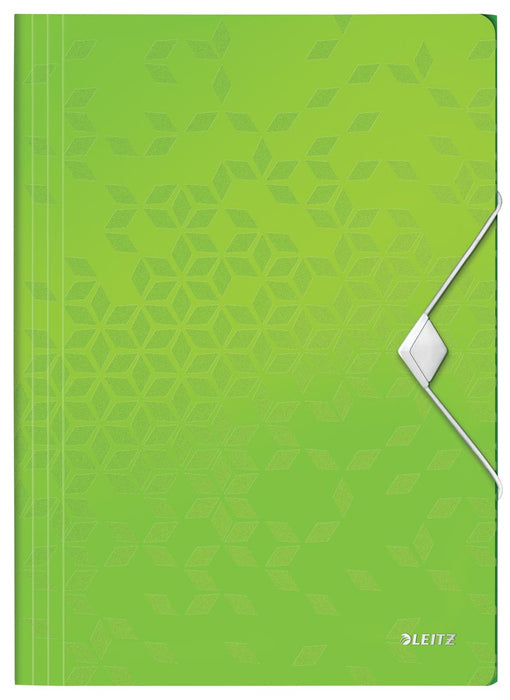 Leitz WOW elastomap met 3 kleppen, groen van PP, A4-formaat