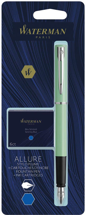 Waterman vulpen Allure Pastel fijne punt, inclusief 6 inktpatronen, op blister 6 stuks, OfficeTown