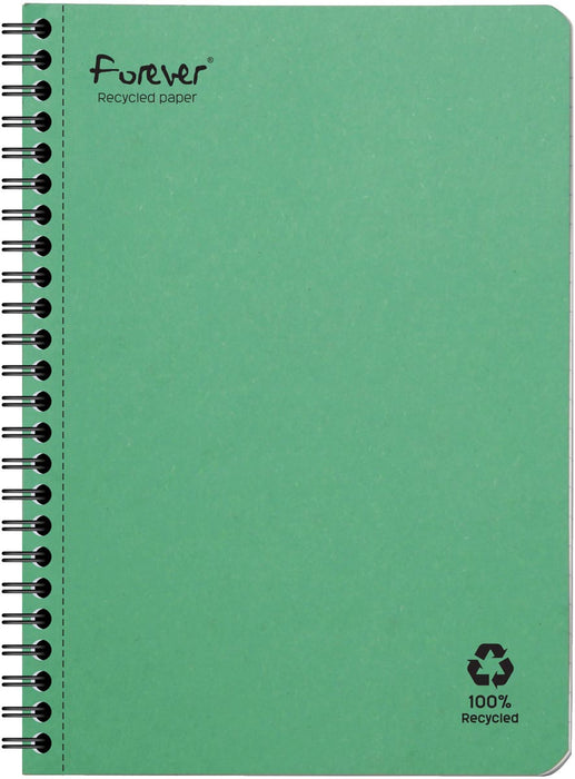 Clairefontaine FOREVER spiraalschrift, gerecycled, A5, 90g, 120 pagina's, gelinieerd, groen 5 stuks