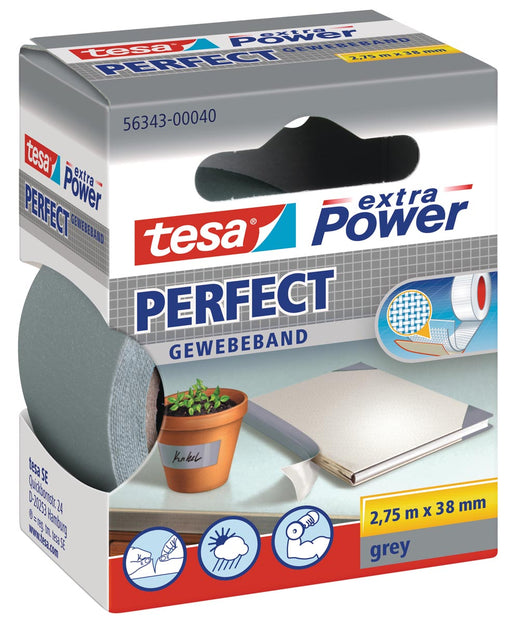 Tesa extra Power Perfect, ft 38 mm x 2,75 m, grijs 6 stuks, OfficeTown