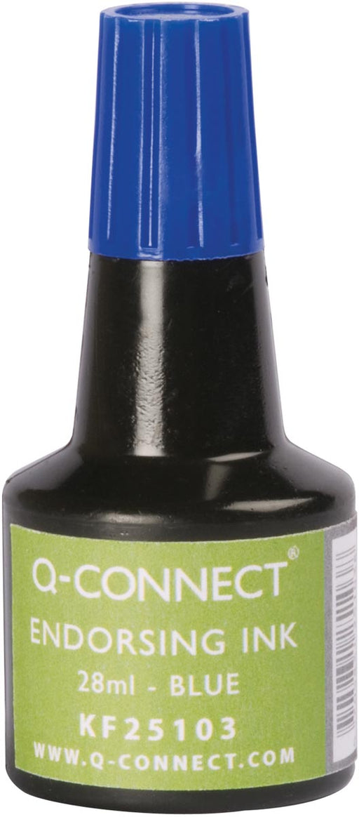 Q-CONNECT stempelinkt, flesje van 28 ml, blauw 10 stuks, OfficeTown
