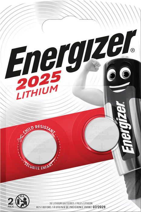 Energizer CR2025 Knoopcelbatterij, verpakking van 2 stuks