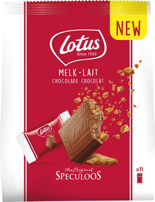 Lotus melkchocolade met speculoosstukjes, pak van 11 stuks