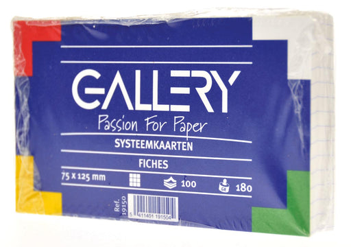 Gallery witte systeemkaarten, ft 7,5 x 12,5 cm, geruit 5 mm, pak van 100 stuks 10 stuks, OfficeTown