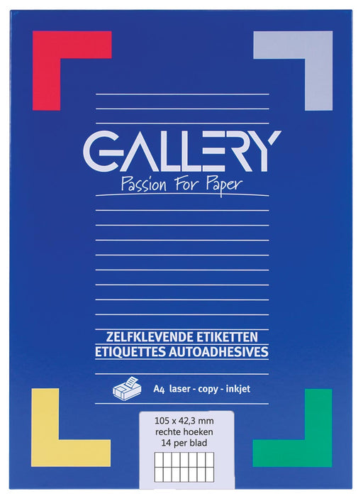 Gallery witte etiketten ft 105 x 42,3 mm (b x h), rechte hoeken, doos van 1.400 etiketten 5 stuks, OfficeTown