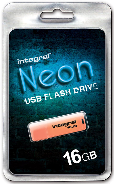Integrale Neon USB 2.0-stick, 16 GB, oranje