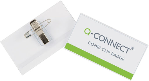 Q-Connect badge met combiklem 75 x 40 mm, doos van 50 stuks 24 stuks, OfficeTown