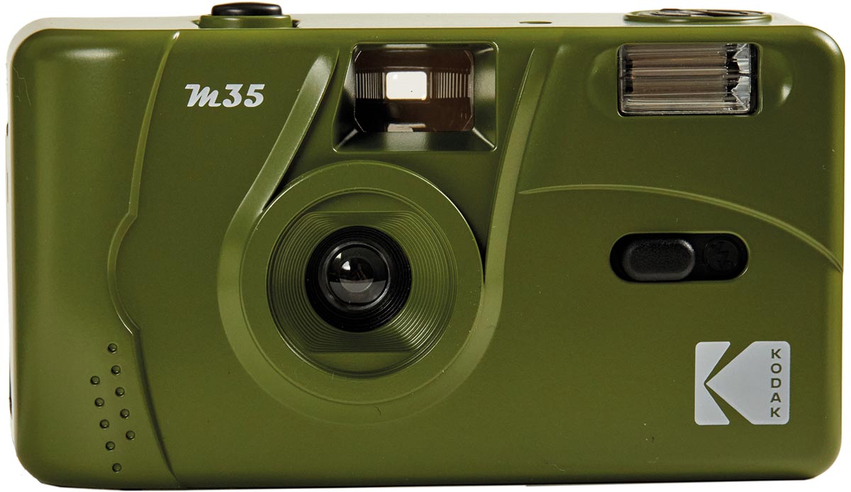 Kodak analoog fototoestel M35, olijfgroen met handmatige filmoproller