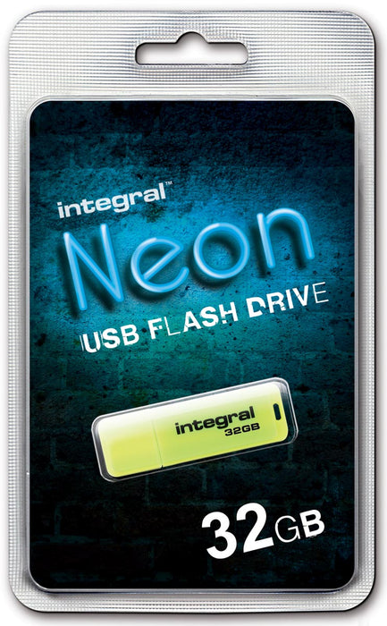 Integral Neon USB 2.0 stick, 32 GB, geel