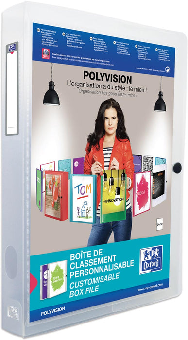 OXFORD Polyvision personaliseerbare elastobox, formaat A4, uit PP, rug van 4 cm, transparant 8 stuks, OfficeTown