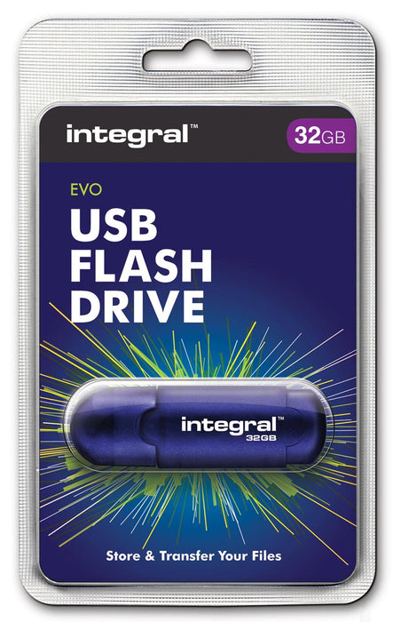 Integral Evo USB 2.0 stick, 32 GB - Stijlvolle blauwe USB-stick, 32 GB