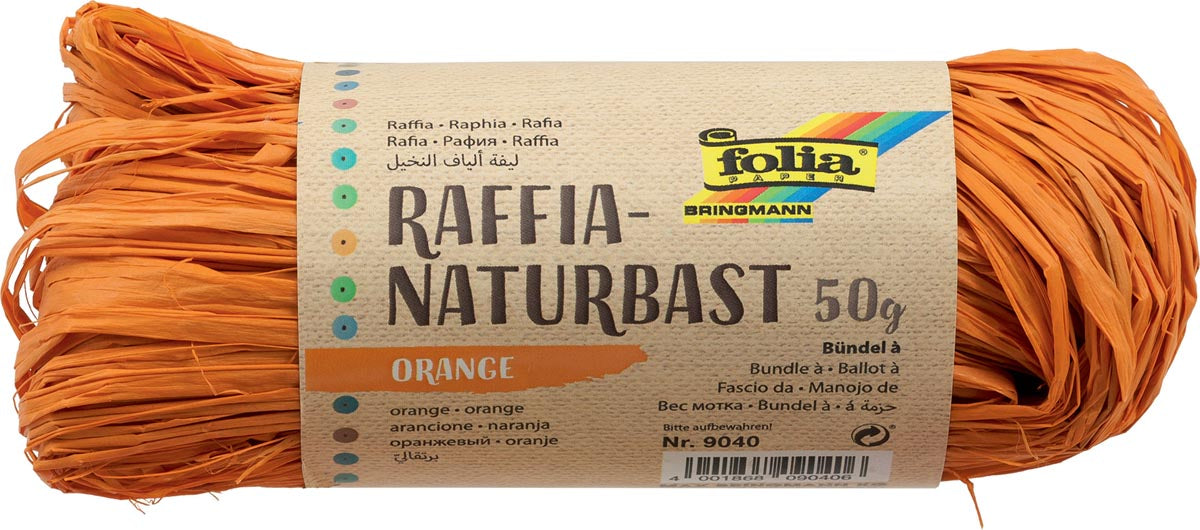 Folia raffia oranje - Pakje van 50 g.