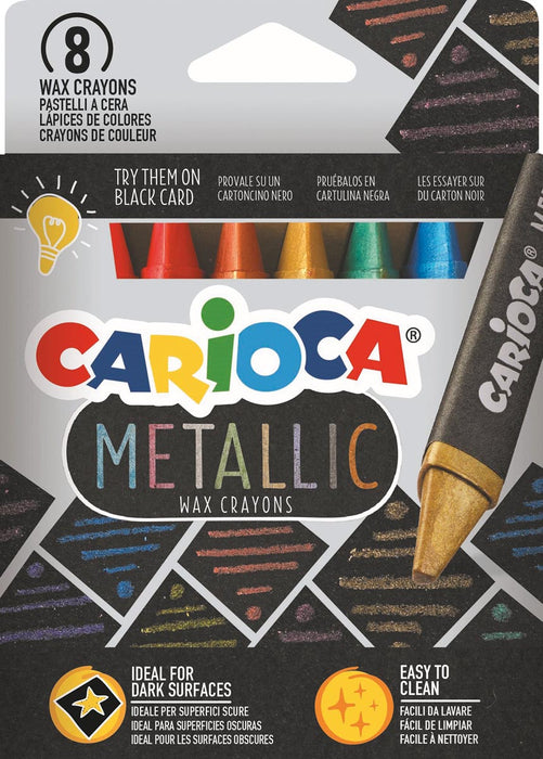 Carioca Waskrijt Wax Metallic, set van 8 in kartonnen etui