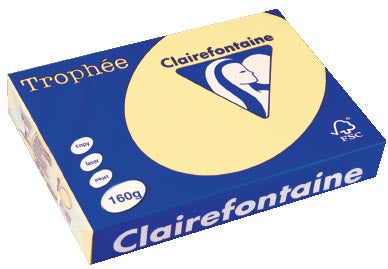 Clairefontaine Trophée Pastel, gekleurd papier, A4, 160 g, 250 vel, kanariegeel 4 stuks, OfficeTown