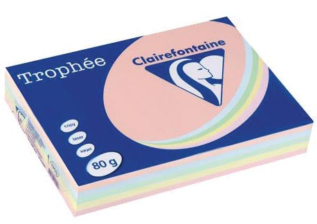 Clairefontaine Trophée gekleurd papier, A4, 80 g, 5 x 100 vel, geassorteerde kleuren