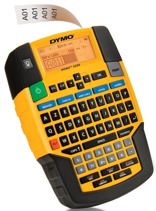 Dymo labelingsysteem Rhino 4200, azerty toetsenbord met geoctrooieerde sneltoetsen