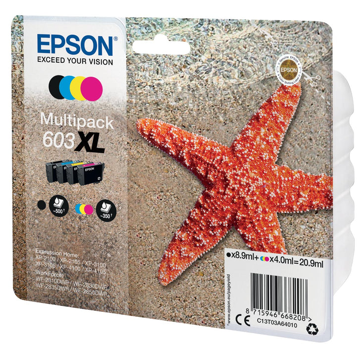 Epson inktcartridge 603 XL, 20,9 ml, OEM C13T03A64010, 4 kleuren