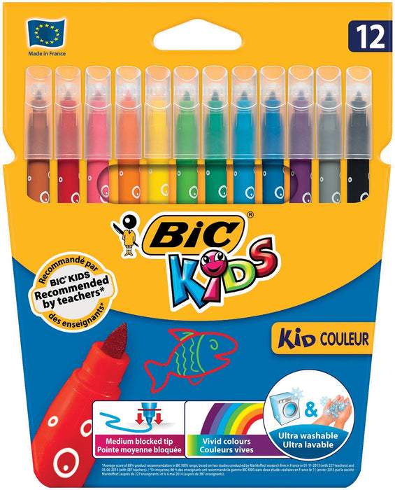 Bic viltstift Kid Couleur 12 stiften met geblokkeerde punt