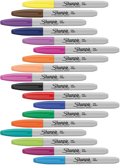 Sharpie permanente marker, fijn, blister van 18 stuks in geassorteerde kleuren