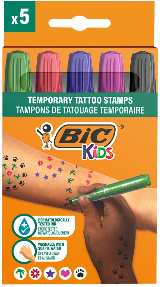 Bic Kids tijdelijke tattoo stempels, assorti, set van 5 stuks, OfficeTown