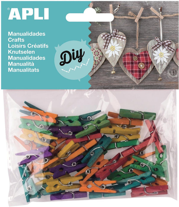 Houten wasknijpers in verschillende kleuren, set van 45 stuks