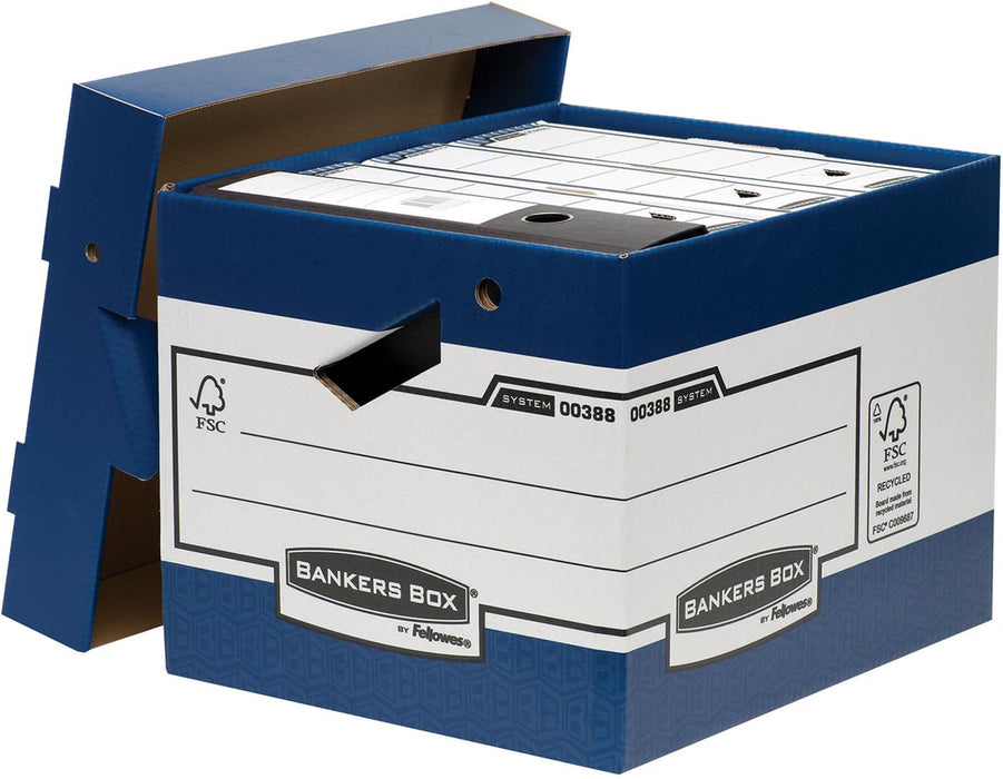 Bankiers Box archiefdoos, maat 33,3 x 29,2 x 40,4 cm, blauw 10 stuks