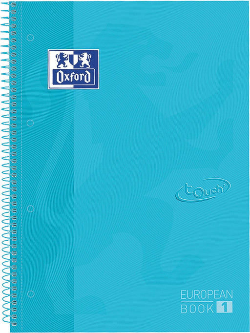 Oxford School Touch Europeanbook spiraalblok, ft A4+, 160 bladzijden, geruit 5 mm, pastel blauw 5 stuks, OfficeTown