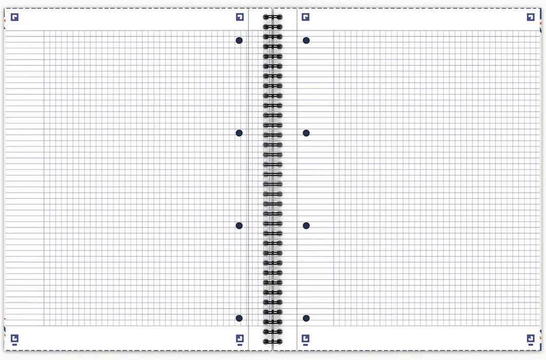 Oxford Boho Chic spiraalblok, A4+ formaat, 120 pagina's, ruitjes 5 mm, met leeuwenafbeelding