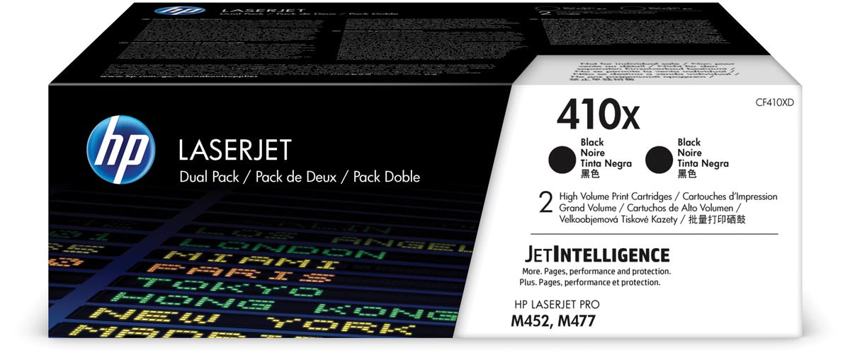 HP toner 410X, 6 500 pagina's, origineel CF410XD, zwart, set van 2 stuks