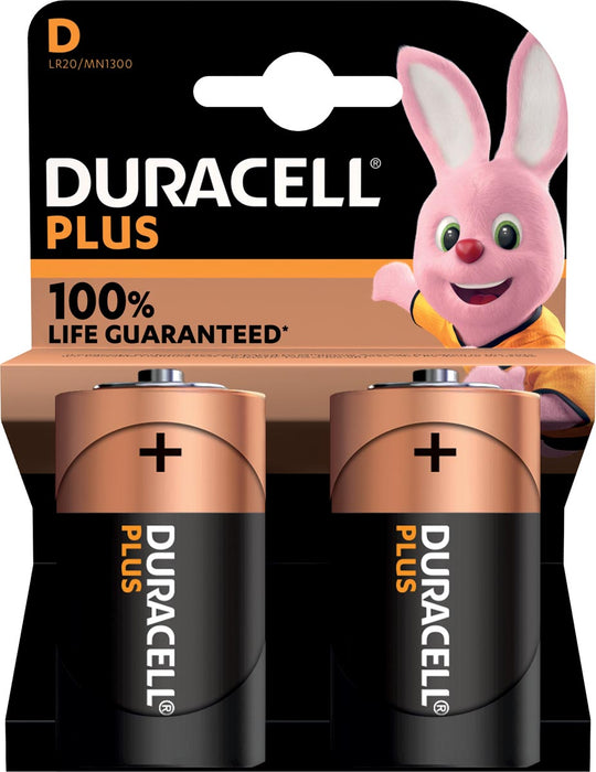 Duracell batterij Plus 100% D, blister van 2 stuks 10 stuks
