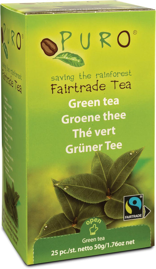Puro thee, groene thee, fairtrade, pak van 25 zakjes 6 stuks, OfficeTown