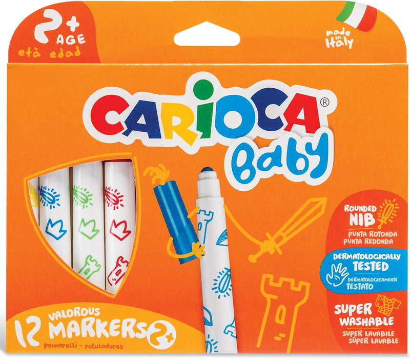 Carioca viltstiften voor peuters, kartonnen etui met 12 stuks